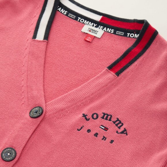 Tommy Jeans Cropped Knit Cardigan (Coral/Pink) 💖🇺🇸 - Picture 4 of 5